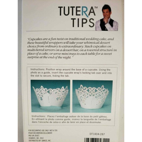 48 White Cupcake Wrappers David Tutera Laser Cut Hearts Scrolls Wedding NIB - Picture 3 of 3